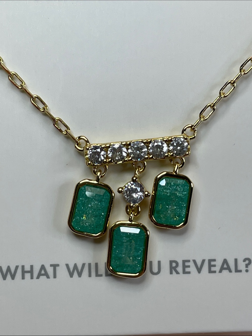 Bomb Party "Triply Dazzled" Teal Ice Crystal on Gold Plating $126 MSRP - Picture 5 of 6